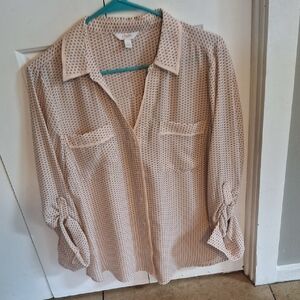 Candie's Cream and Black Patterned Blouse
